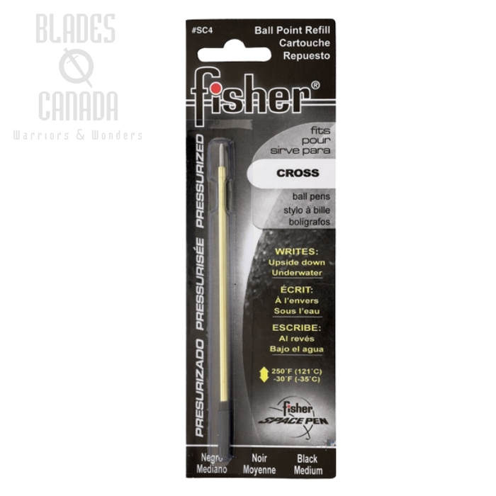 Fisher Space Pen Refill for Cross Pens, Medium Ink Black, FPSC4